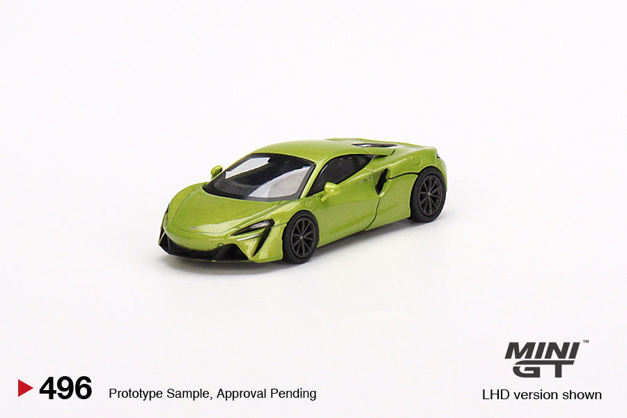 Mini GT McLaren Artura Flux Green 1/64 scale #496 Right Hand Drive