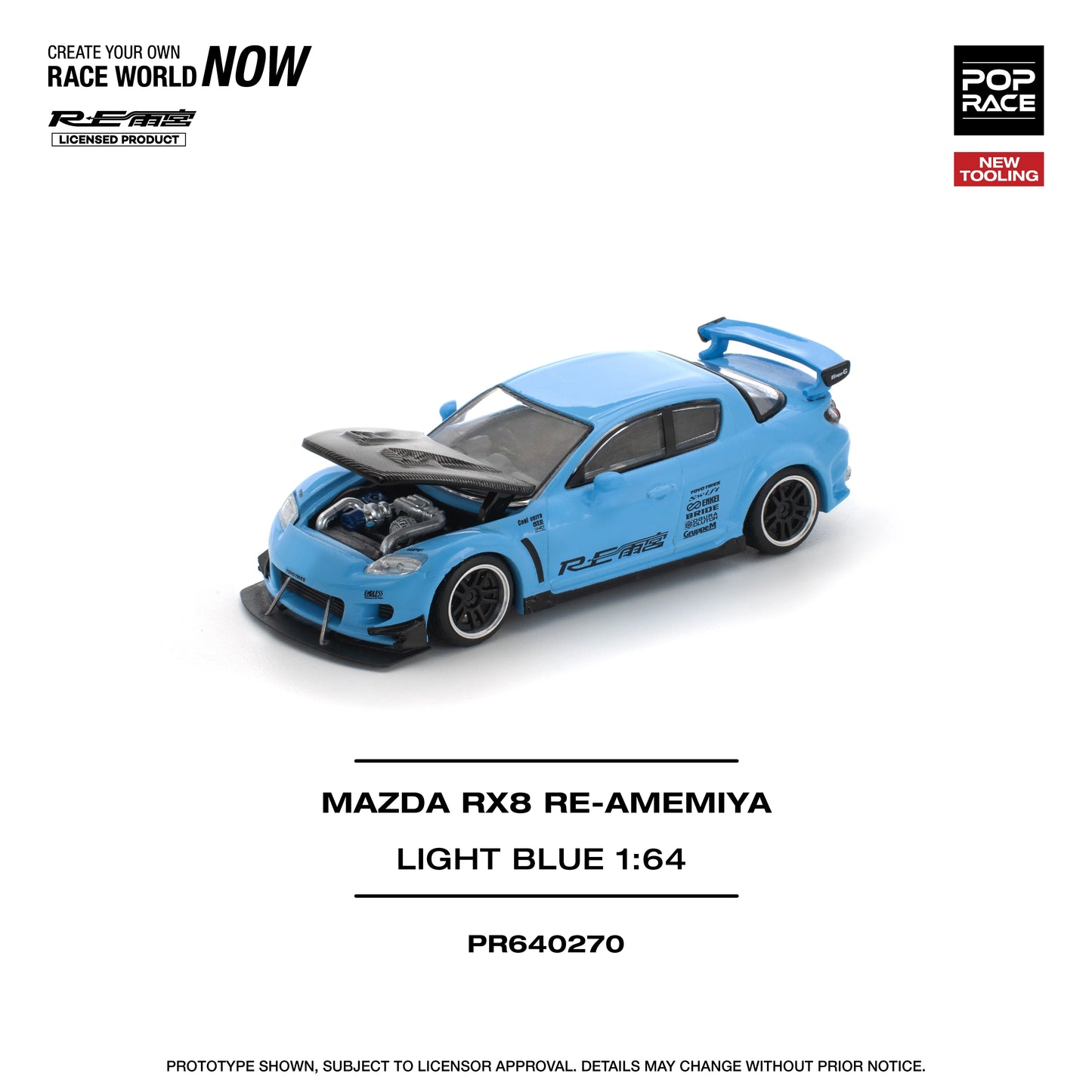 Pop Race 1:64 Mazda RX8 Re-Amemiya *PR64-270* Light Blue