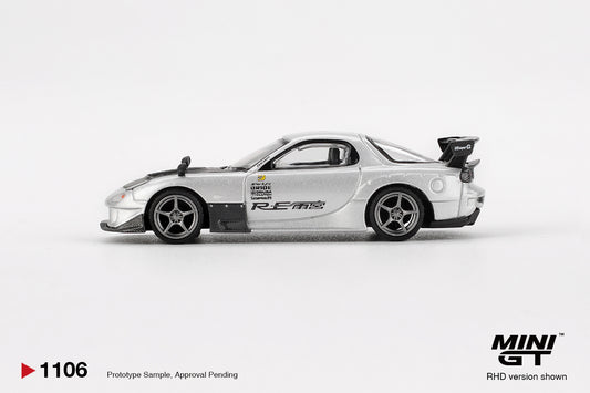 Mini GT MGT01106-R 1/64 Mazda RX-7 RE-Amemiya Silver Metallic LHD New