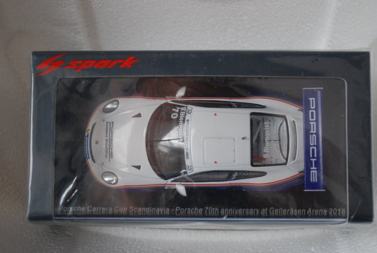 Spark 1/43 Porsche Carrera Cup Scandinavia No.70 Porsche 70th anniversary at Gelleråsen Arena 2018 Stig Blomqvist S4520