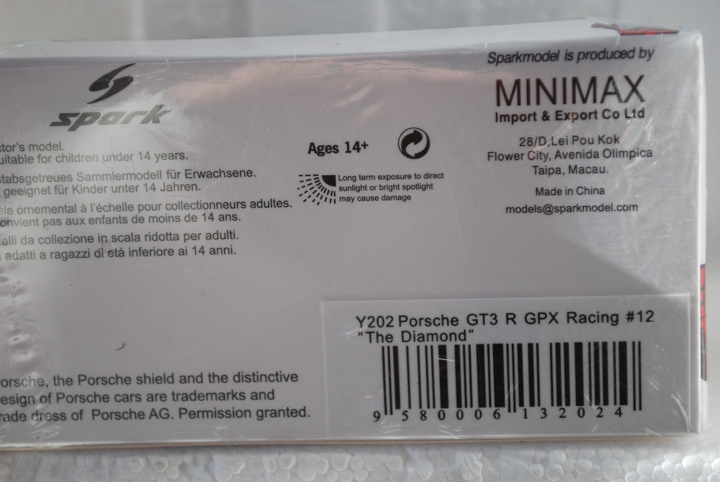 Sparky 1/64 scale Porsche GT3 R GPX Racing No.12 "The Diamond" Y202