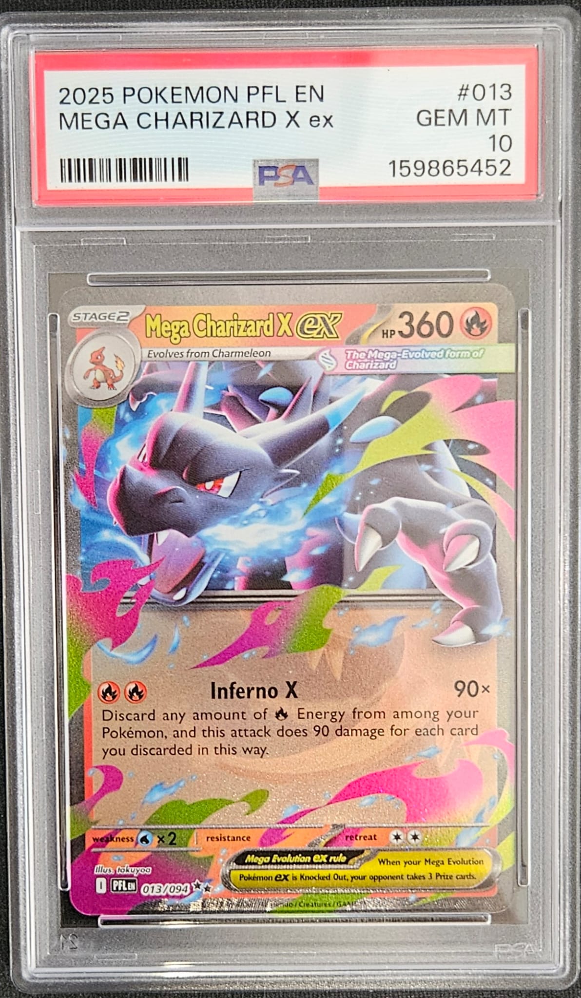 Mega Charizard X ex - PSA 10 - 013/094 - Double Rare - Phantasmal Flames