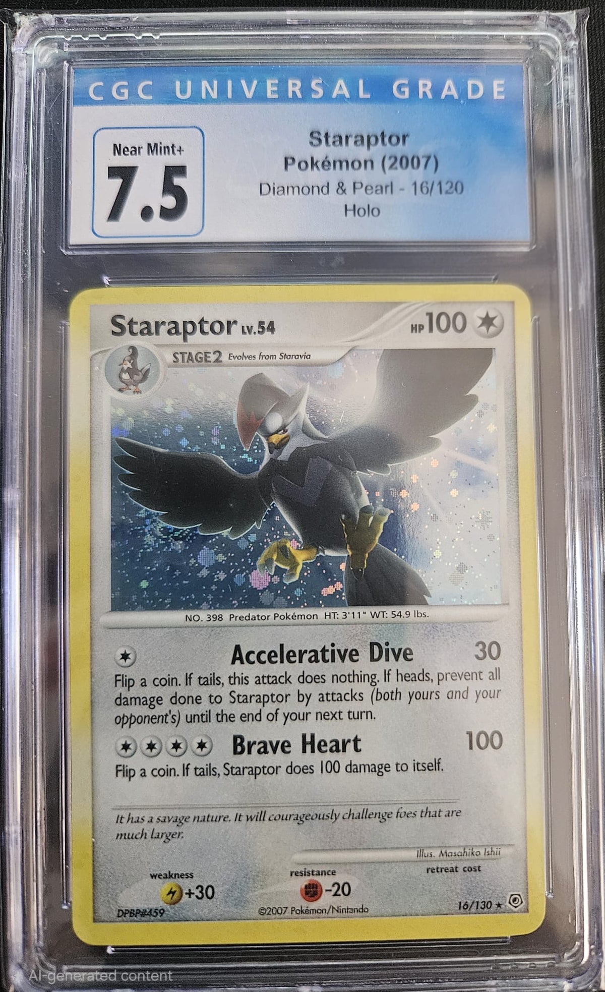 Staraptor LV.54 - CGC 7.5 - 16/130 - Holo Rare - Diamond & Pearl