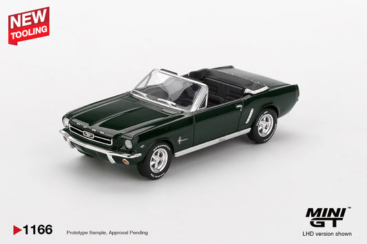 MINI GT #1166 Ford Mustang Convertible 1964 Highland Green Model Car LHD