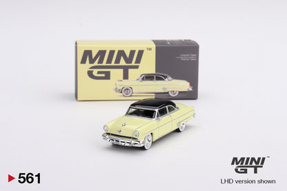 Mini Gt1/64 scale Lincoln Capri 1954 Premier Yellow Left Hand Drive