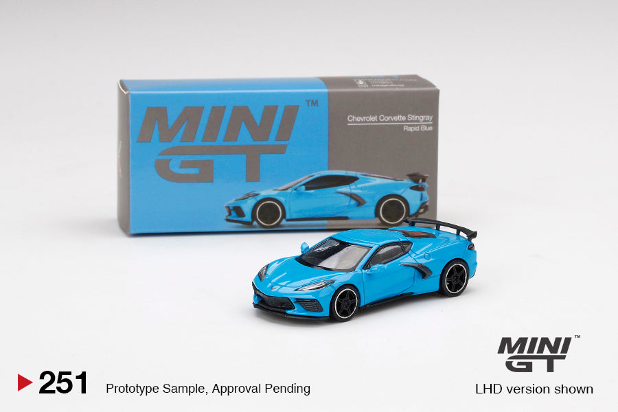 Mini GT No 251 1/64 2020 Chevrolet Corvette Stingray Rapid Blue (LHD) New