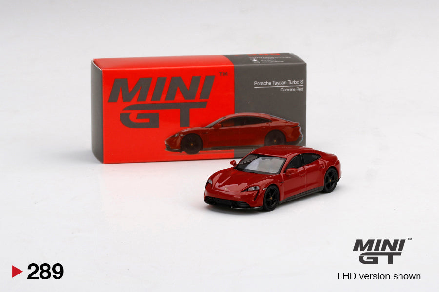 Mini GT 1/64 Porsche Taycan Turbo S Carmine Red RHD #289