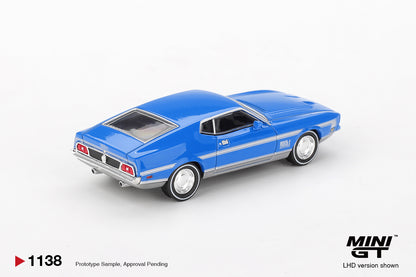 Mini GT 1/64 Ford Mustang Mach 1 Grabber Blue LHD MINI GT 1/64 #MGT01138-L