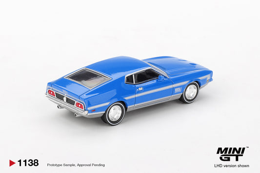 Mini GT 1/64 Ford Mustang Mach 1 Grabber Blue LHD MINI GT 1/64 #MGT01138-L