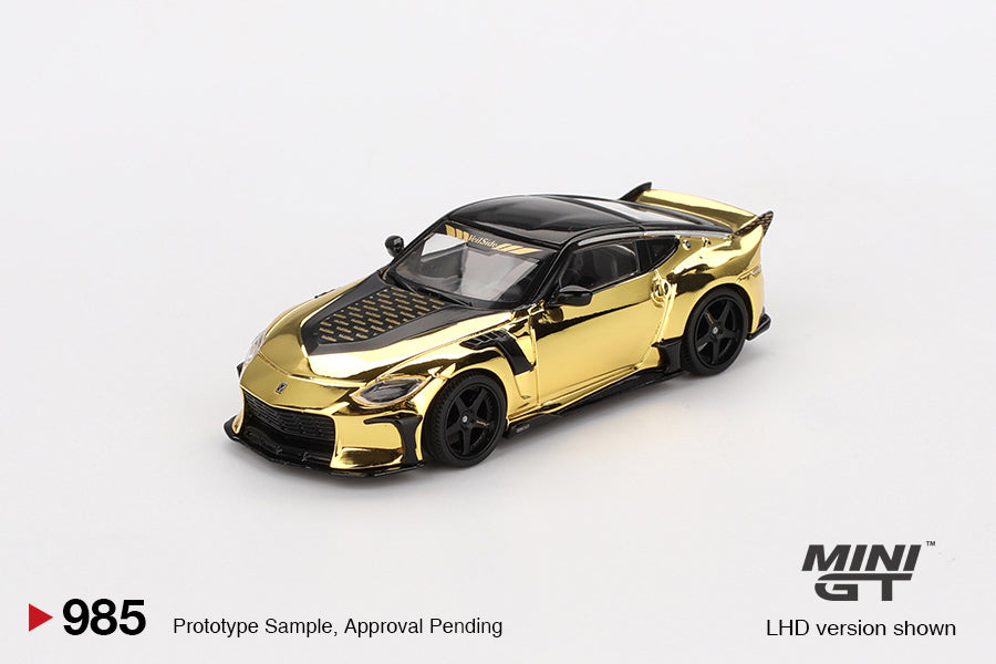 Mini GT 1/64 No 985 Nissan Z Veilside FFZ400 Gold Chrome RHD New