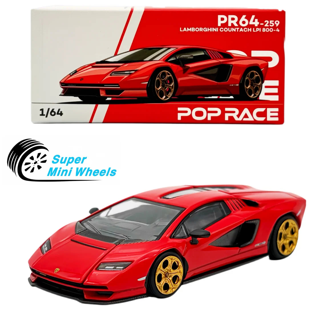 Pop Race 1/64 Scale - LAMBORGHINI COUNTACH LPI-800 - ROSSO