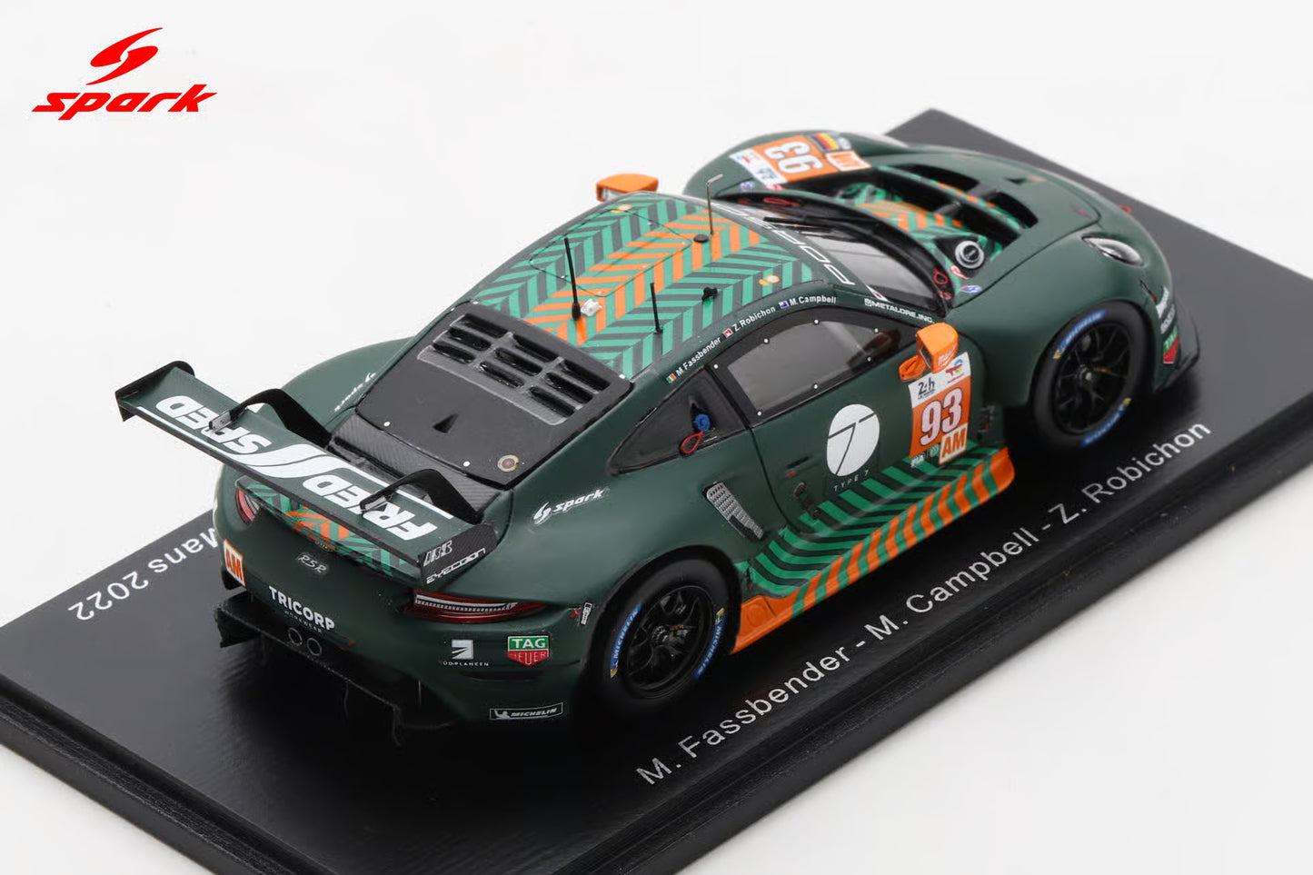 Spark Porsche 911 RSR-19 No.93 Proton Competition 24H Le Mans 2022 M. Fassbender - M. Campbell - Z. Robichon S8654 - 1:43