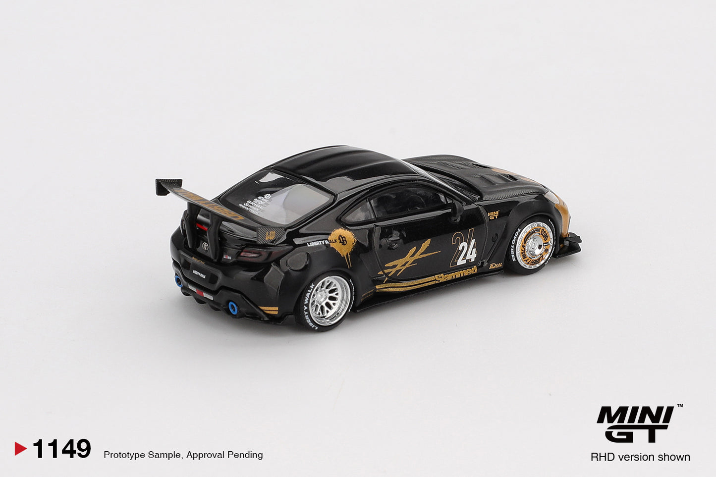 Mini GT No 1149 1/64 Toyota GR 86 LB Nation Black/Gold RHD In Blister Pack