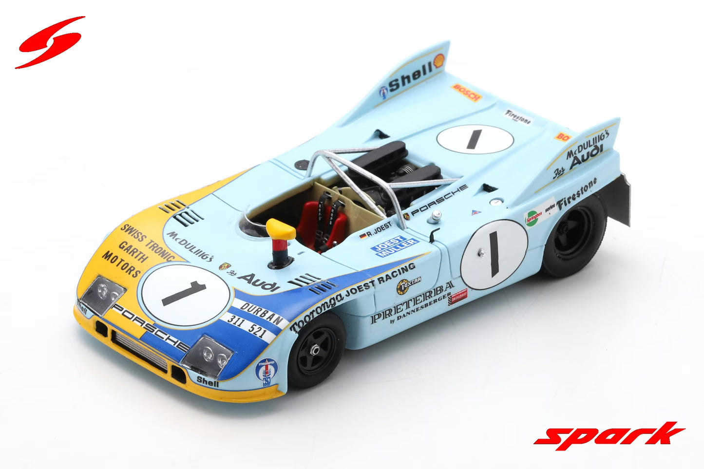 Spark 1/43 Porsche 908/03 No.1 Winner Kyalami 9H 1973 R. Jöst - H. Müller S2339