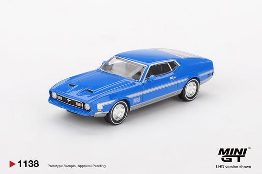 Mini GT 1/64 Ford Mustang Mach 1 Grabber Blue LHD MINI GT 1/64 #MGT01138-L