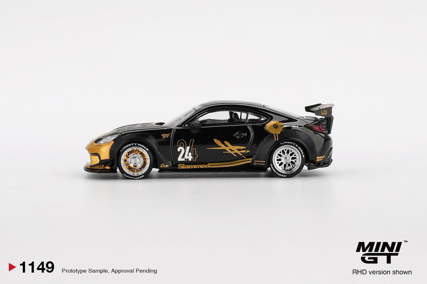 Mini GT No 1149 1/64 Toyota GR 86 LB Nation Black/Gold RHD In Blister Pack