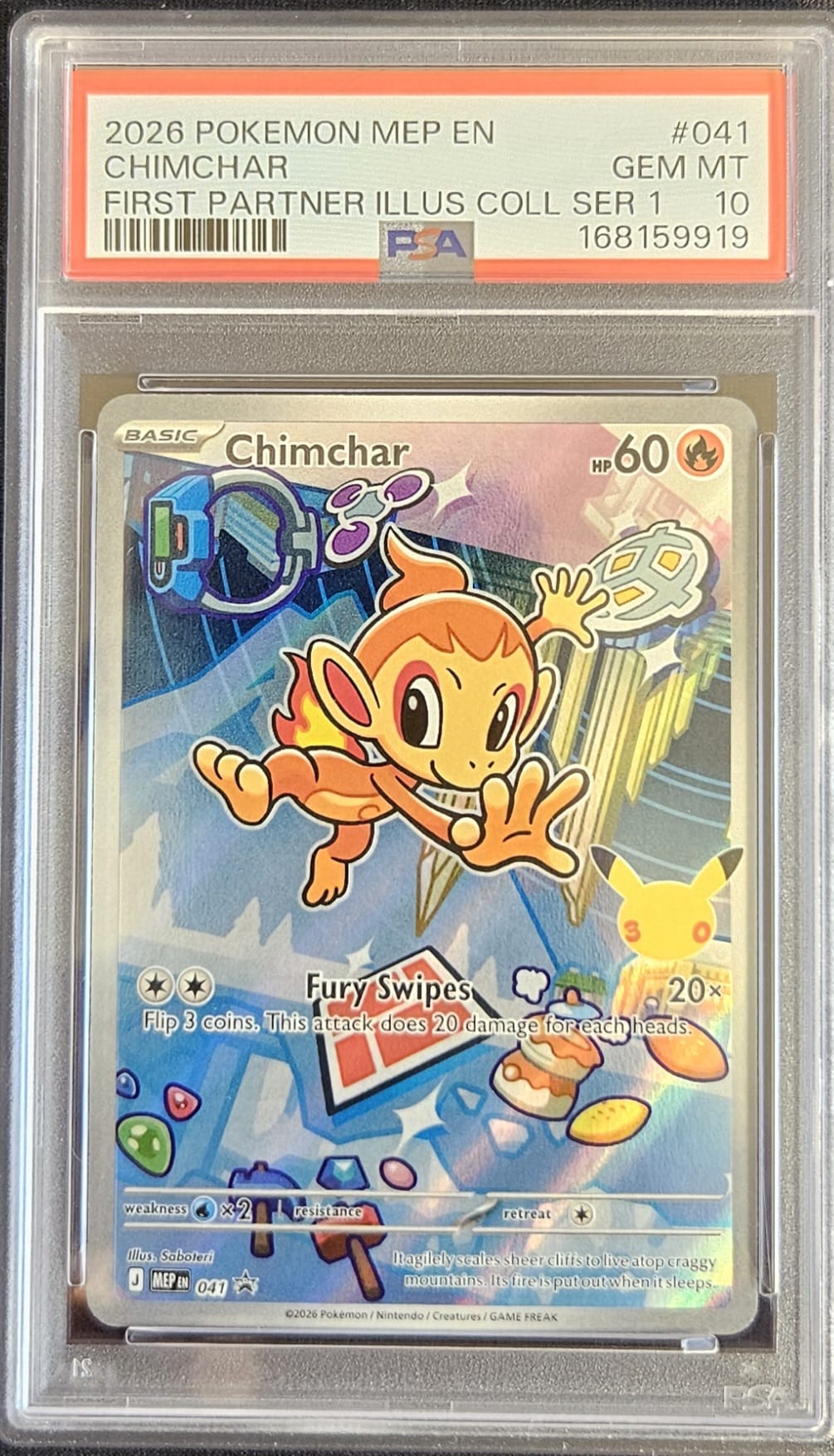 Chimchar - PSA 10 - 041 Promo - First Partners Illustration Series 1