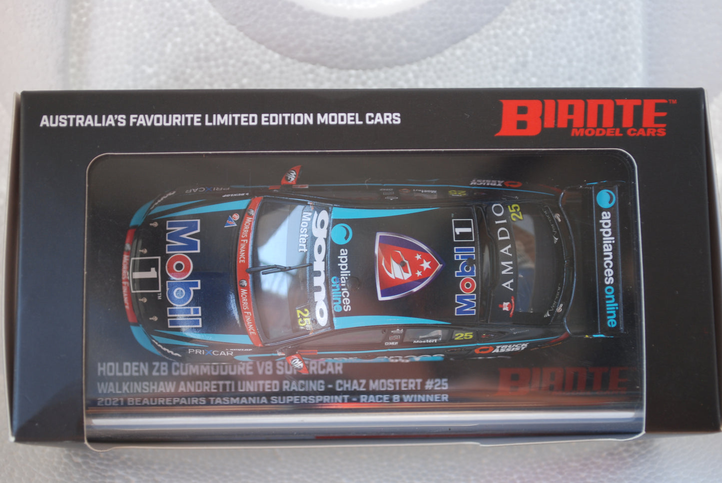 Biante 1/43 Holden ZB Commodore V8 Supercar Mostert #25 - 2021 Beaurepairs Tasmania Race 8 Winner