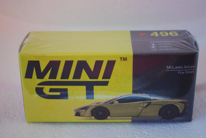 Mini GT McLaren Artura Flux Green 1/64 scale #496 Right Hand Drive
