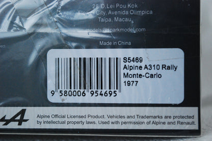 Spark 1/43 Alpine A310 No.11 Rally Monte Carlo 1977 G. Fréquelin - J. Delaval S5469