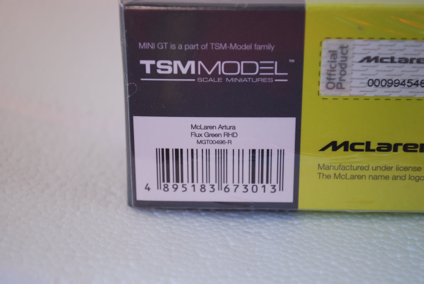 Mini GT McLaren Artura Flux Green 1/64 scale #496 Right Hand Drive