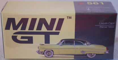 Mini Gt1/64 scale Lincoln Capri 1954 Premier Yellow Left Hand Drive