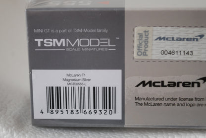 MINI GT 1/64 McLaren F1 Magnesium Silver LHD #555
