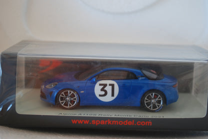 Spark 1/43 Alpine A110S No.31 Rally Monte Carlo 2021 Esteban Ocon S6576