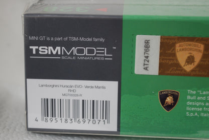 MINI GT - LAMBORGHINI HURACÁN EVO [VERDE MANTIS] NEAR MINT 1:64 RHD New #328