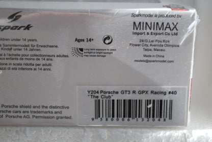 Sparky 1/64 Sparky 1/64 scale Porsche GT3 R GPX Racing No.12 "The Diamond" Y202