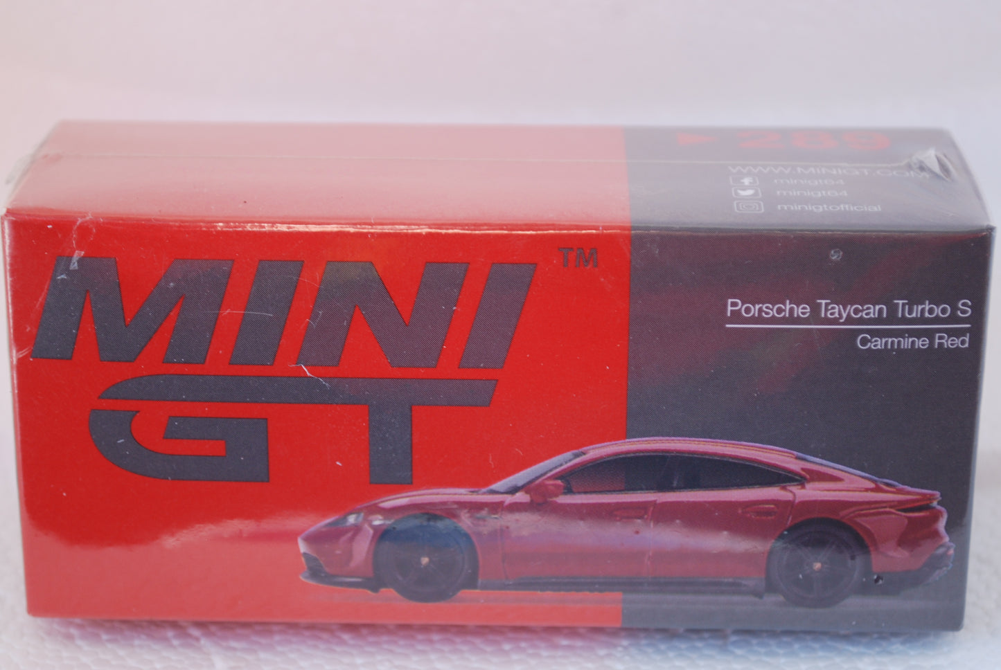 Mini GT 1/64 Porsche Taycan Turbo S Carmine Red RHD #289