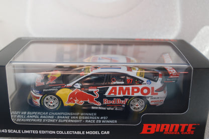 Biante 1/43 Holden ZB Commodore V8 Supercar Red Bull Van Gisbergen #97 2021 Championship winner