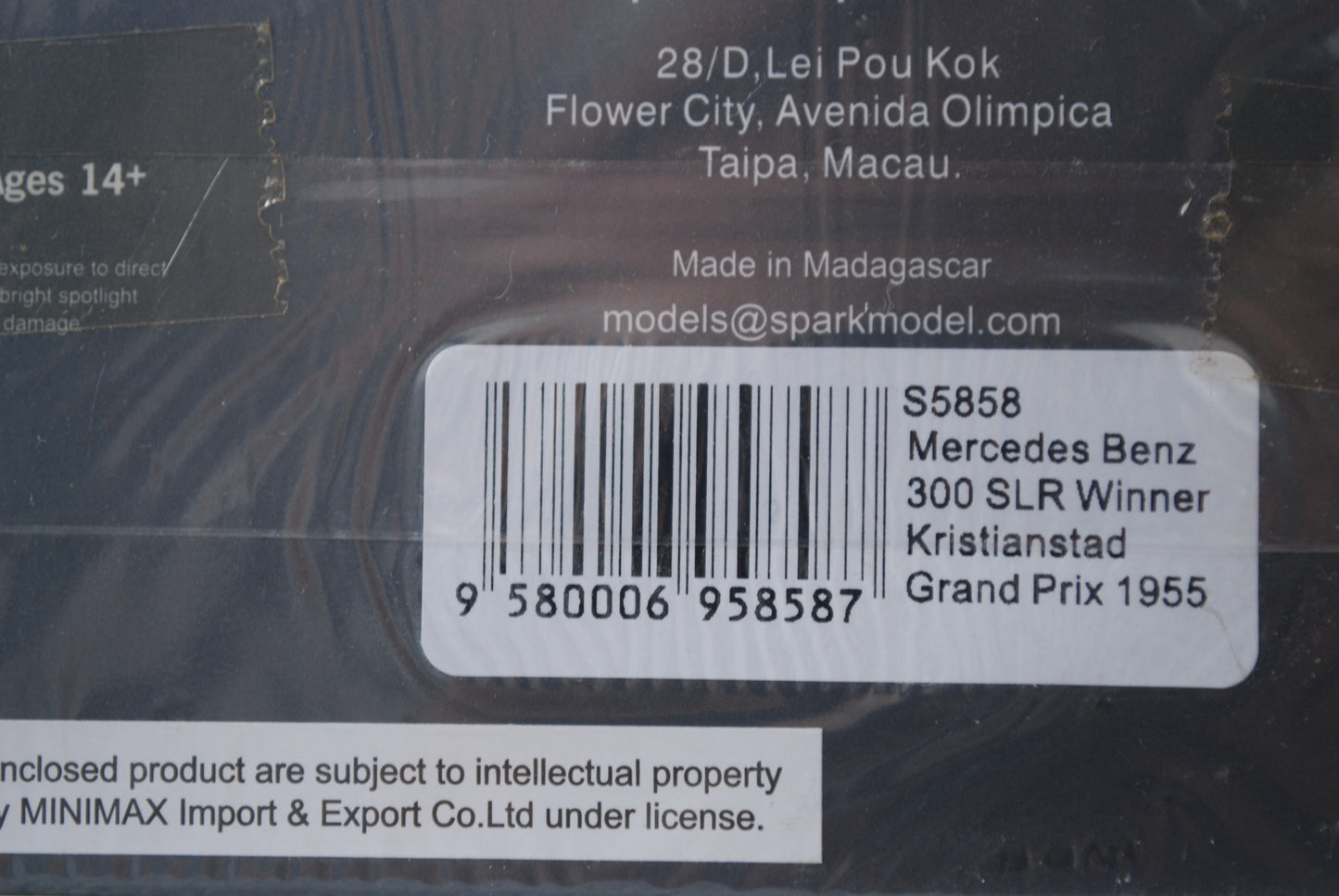 Spark 1/43 Mercedes Benz 300 SLR No.1 Winner Kristianstad Grand Prix 1955 Juan Manuel Fangio S5858