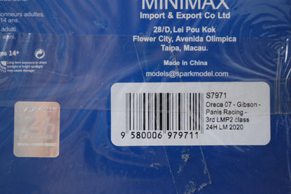 Spark 1/43 Oreca 07 - Gibson No.31 Panis Racing 3rd LMP2 class 24H Le Mans 2020 J. Canal - N. Jamin - M. Vaxivière S7971
