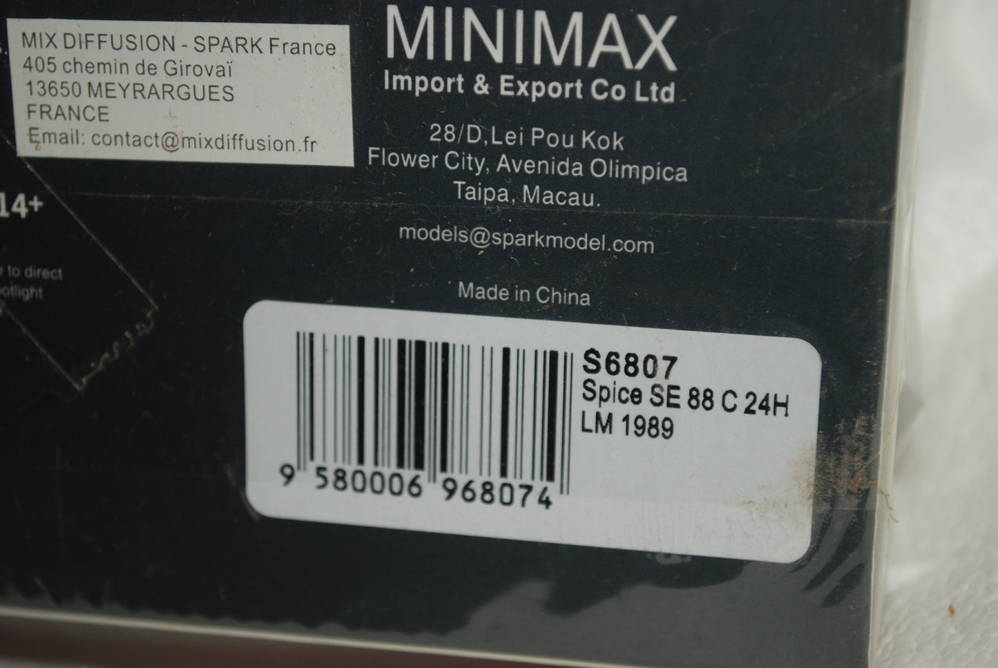 Spark 1/43 Spice SE88C No.103 24H Le Mans 1989 B. Thuner - P. de Thoisy - R. Touroul S6807