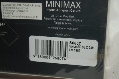 Spark 1/43 Spice SE88C No.103 24H Le Mans 1989 B. Thuner - P. de Thoisy - R. Touroul S6807