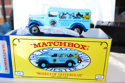 MATCHBOX MODELS OF YESTERYEAR OLD Y12 '1937 GMC VAN, CHESTER TOY & DOLL MUSEUM'