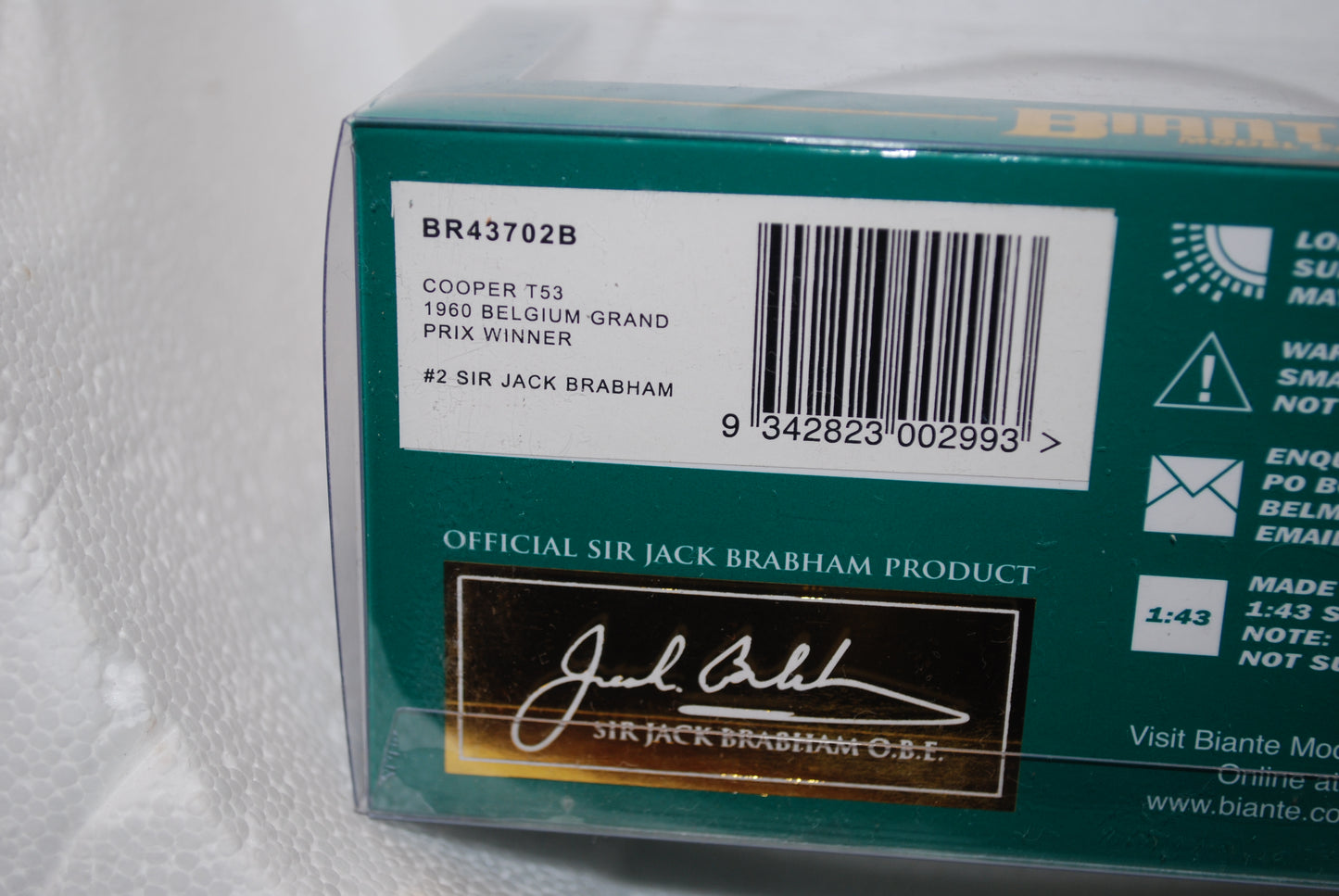 Biante 1/43 1960 Cooper #2 Sir Jack Brabham Belgium GP Winner BR43702B
