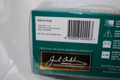 Biante 1/43 1960 Cooper #2 Sir Jack Brabham Belgium GP Winner BR43702B