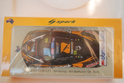 Spark 1/43 McLaren 720S GT3 No.59 59Racing 8th Bathurst 12H 2020 D. Storey - F. Ross - M. Kodrić Limited 300 AS055