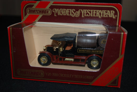 Matchbox Models Of Yesteryear Y-26 1918 Crossley Beer Lorry( Romford Brewery Co)