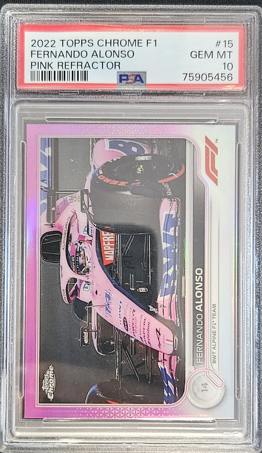 Fernando Alonso - PSA 10 - Topps Chrome F1 2022 - Pink Refractor - 75/75