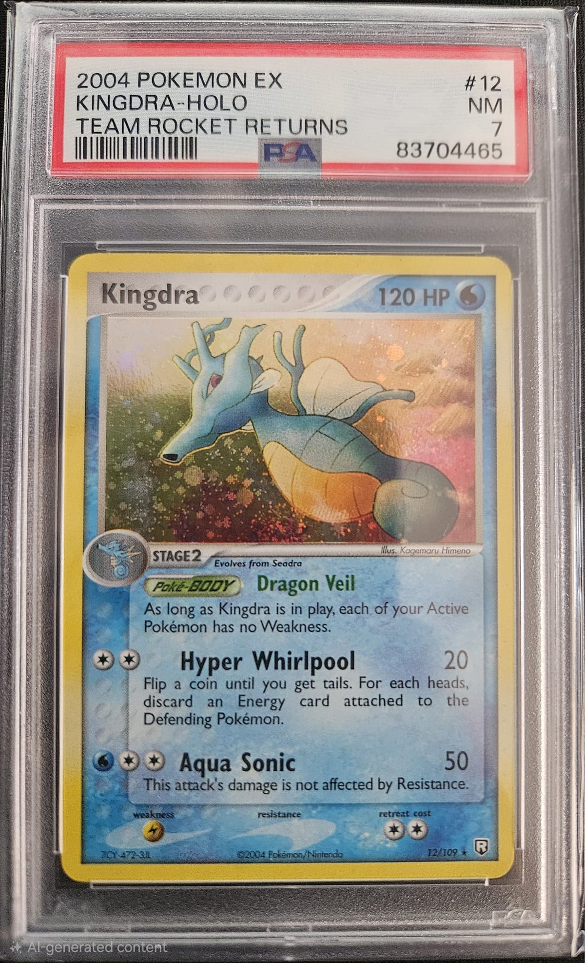 Kingdra - PSA 7 - 12/109 - Holo Rare - Team Rocket Returns