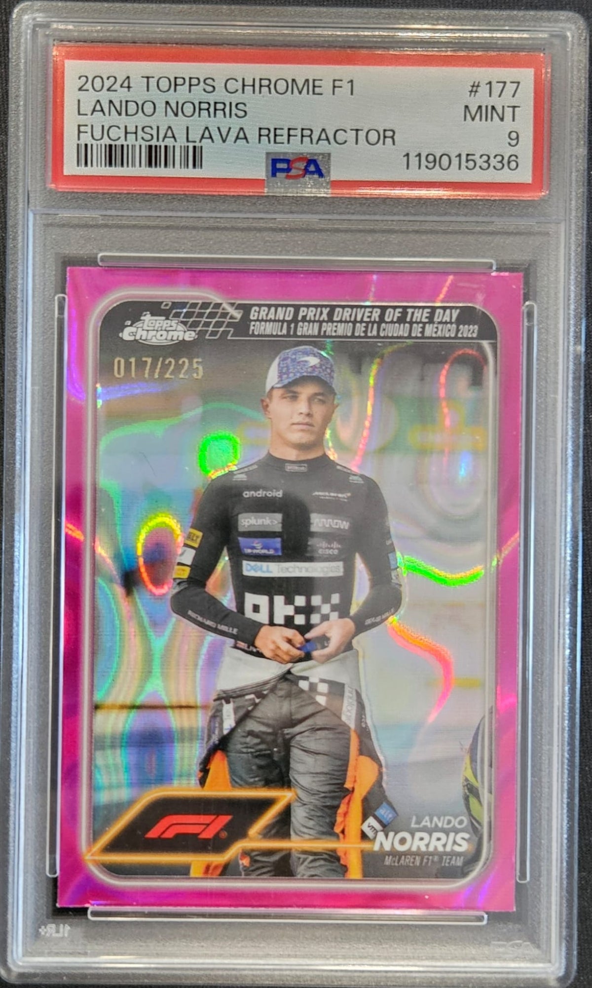 Lando Norris - PSA 9 - Topps Chrome F1 2024 - Fuchsia Lava Refractor - 17/225