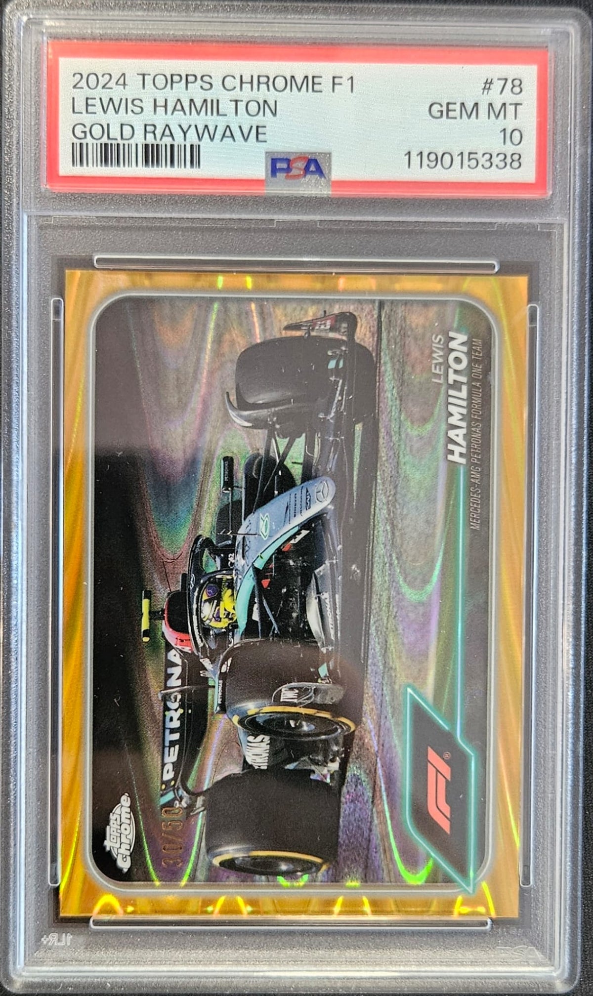 Lewis Hamilton - PSA 10 - Topps Chrome F1 2024 - Gold Raywave - 30/50