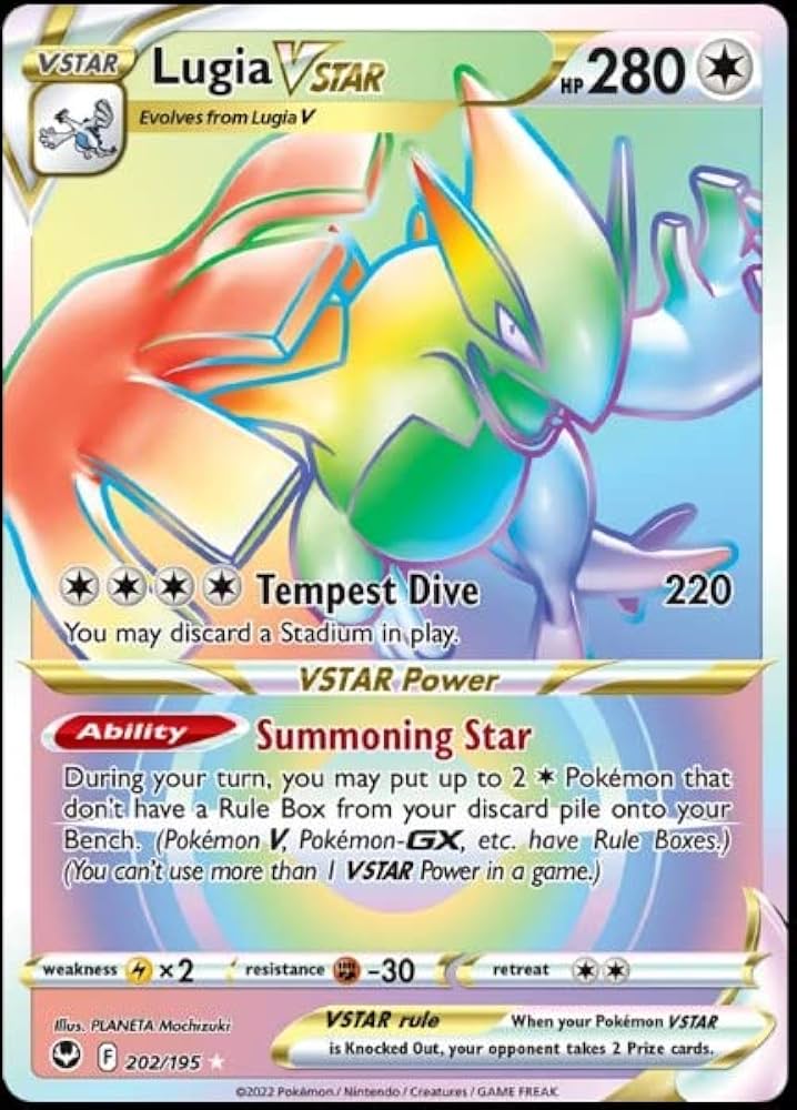 Lugia V Star - 202/195 - Secret Rainbow Rare - Silver Tempest