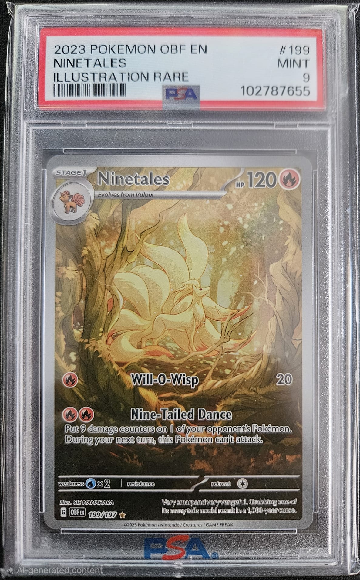 Ninetales - PSA 9 - 199/197 - Illustration Rare - Obsidian Flames