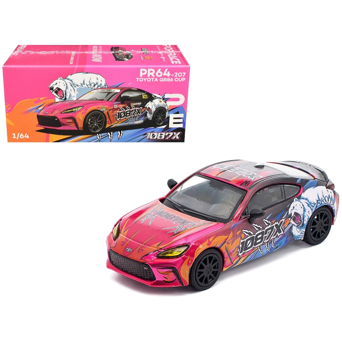 Pop Race 1/64 Toyota GR86 1087x Cup Pink Blue Black 207