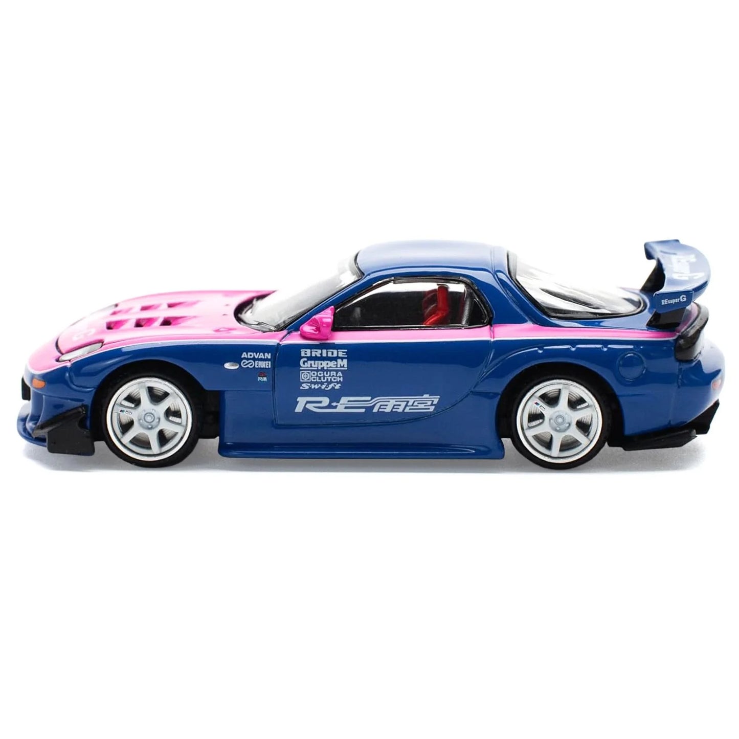 POP RACE 1/64 MAZDA RX7 RE-AMEMIYA - BLUE/PINK model car #240 Brand New