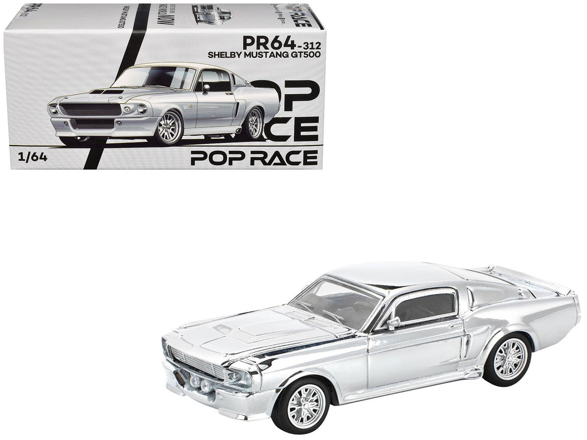 POPRACE PR64-312 1/64 SHELBY MUSTANG GT500 SILVER CHROME POP RACE